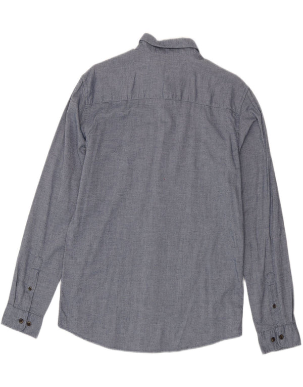 Jack & Jones Mens Flannel Shirt Large Blue Herringbone Cotton