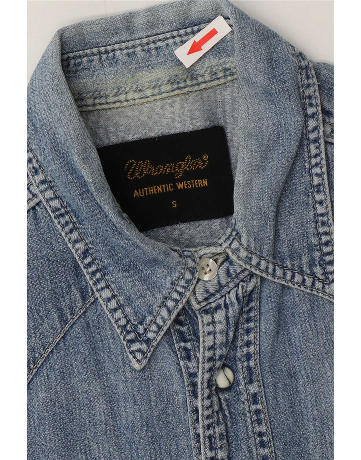 Męska koszula dżinsowa Wrangler Western, mała, niebieska, bawełniana