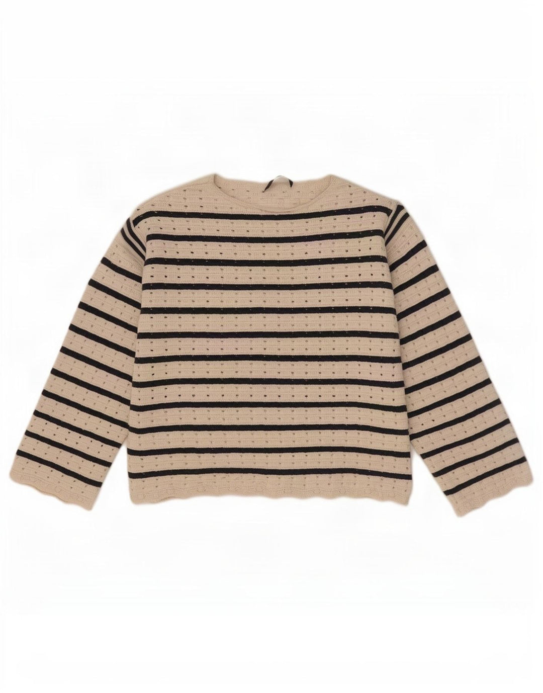 Marks & Spencer Damski sweter z okrągłym dekoltem UK 12 w średnie białe paski