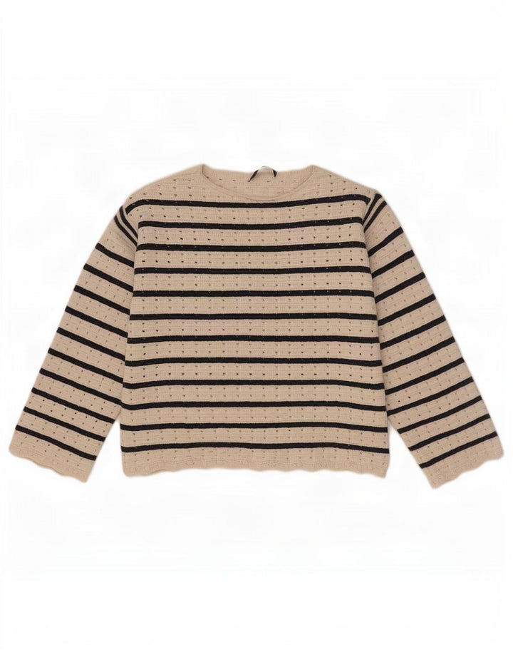 Marks & Spencer Damski sweter z okrągłym dekoltem UK 12 w średnie białe paski