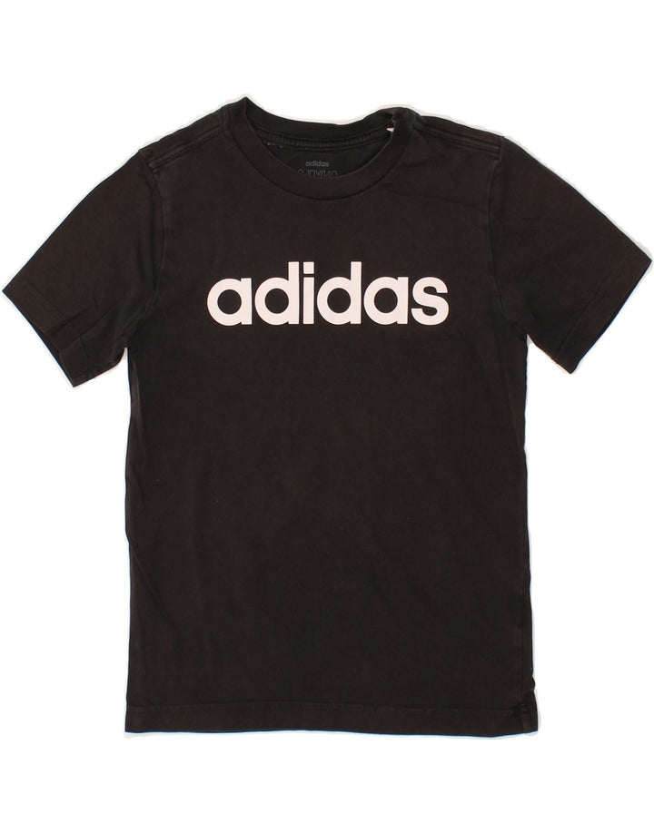 ADIDAS Boys Graphic T-Shirt Top 9-10 Years Black Vintage Adidas and Second-Hand Adidas from Messina Hembry 