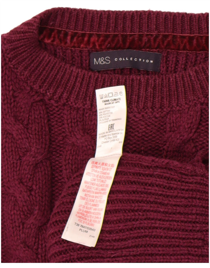 Marks & Spencer Damski sweter z okrągłym dekoltem, UK 14, średni bordowy