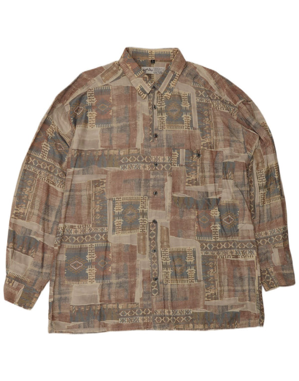 ANGELO LITRICO Koszula męska Rozmiar 43/44 XL Beżowa Geometryczna Wiskoza Aztec