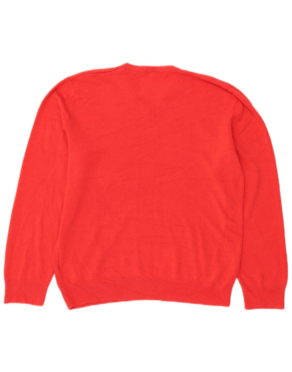Marks & Spencer Męski sweter z dekoltem w kształcie litery V, XL, czerwony, akryl