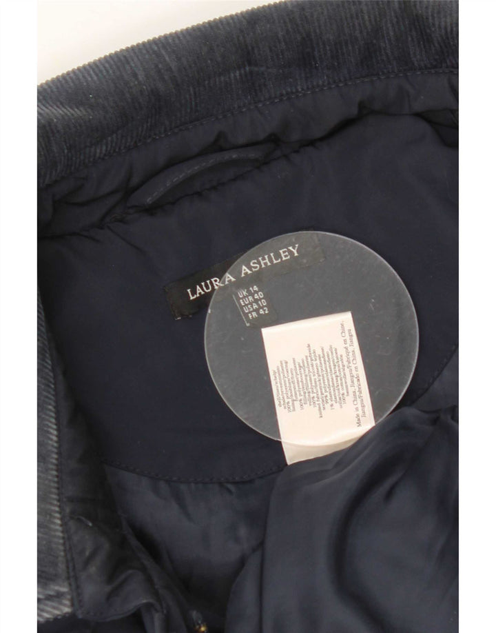 Damska pikowana kurtka Laura Ashley UK 14, duża, granatowa, poliestrowa