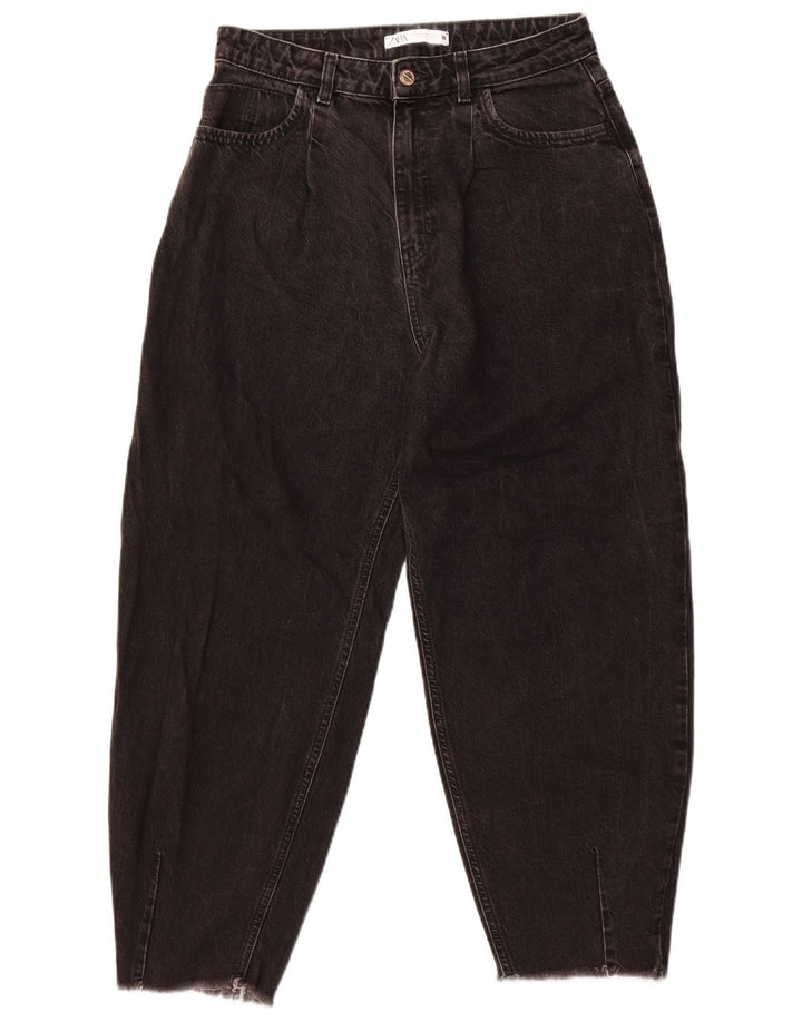 Damskie jeansy Zara z wysokim stanem, przycięte, EU 40, średnie, W30, L25, czarne