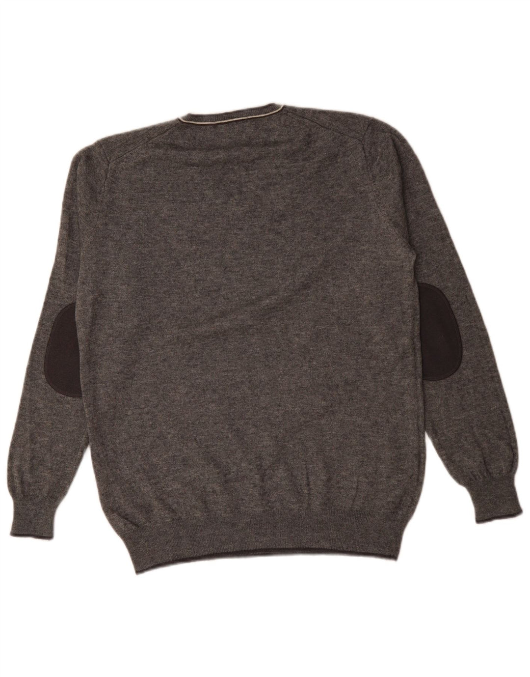 Harmont & Blaine Męski sweter z dekoltem w kształcie litery V, duży, szary, wełniany w cętki