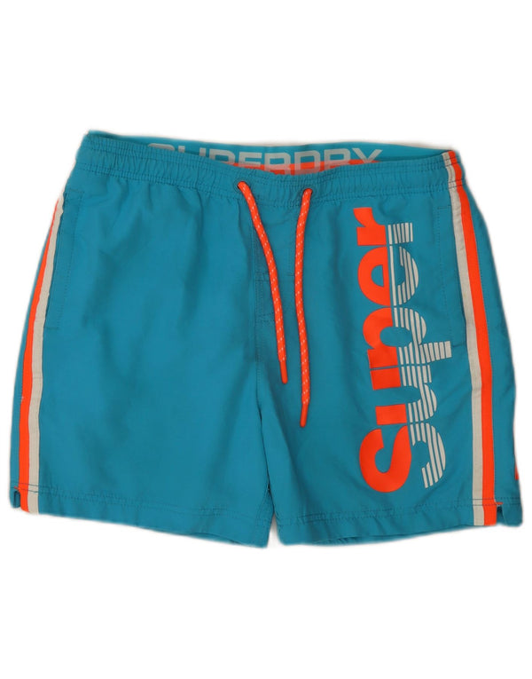 Męskie spodenki kąpielowe Superdry Graphic Regular, duże, niebieskie, z blokami kolorów
