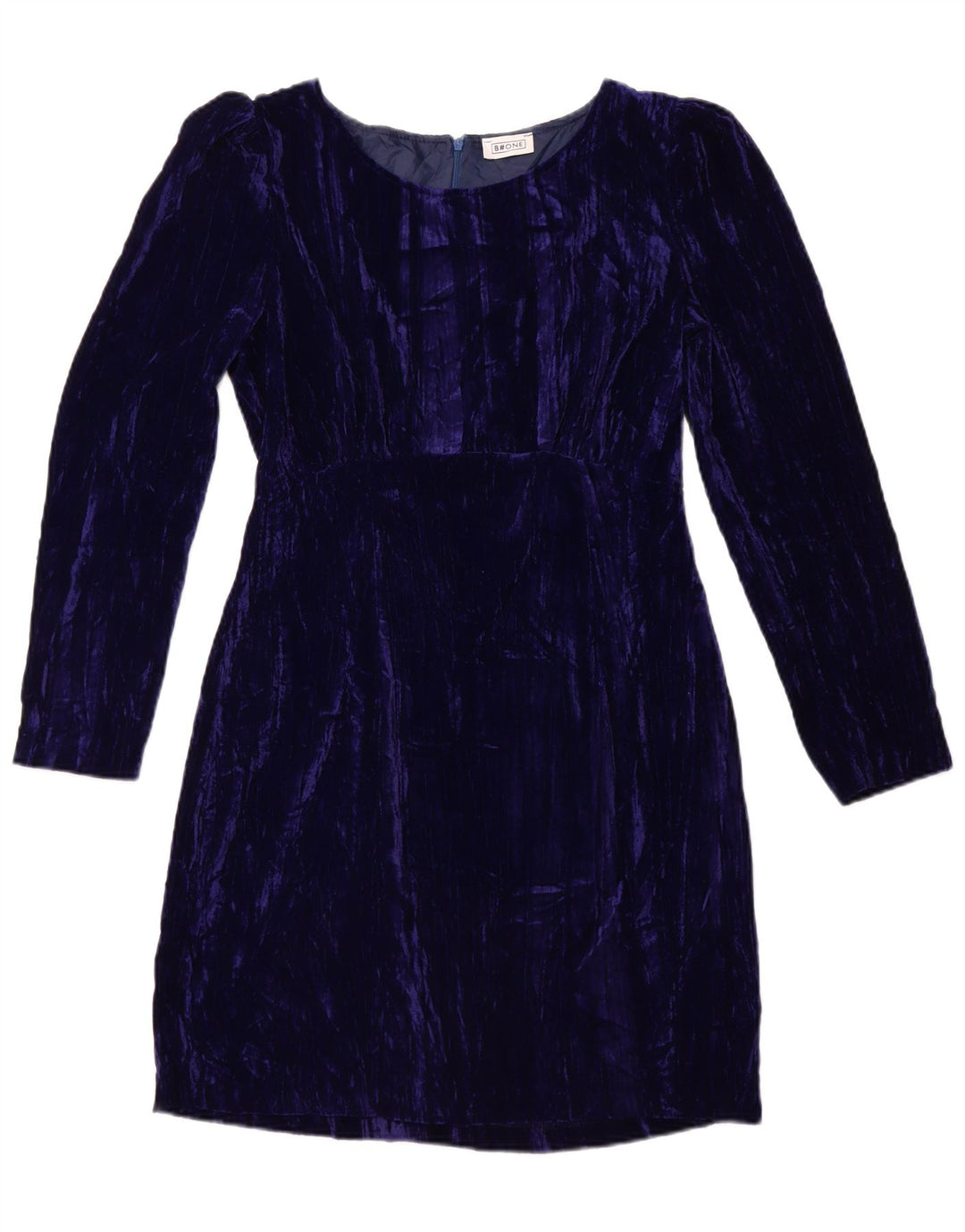 B.ONE Damska welurowa sukienka płaszczowa z długim rękawem UK 14, duży niebieski poliester