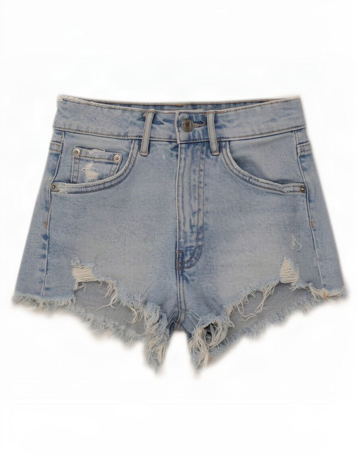 Damskie spodenki jeansowe Zara w trudnej sytuacji EU 32 2XS W22 niebieskie