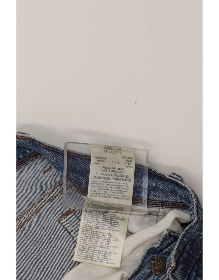 WRANGLER Męskie proste dżinsy W36 L34 Niebieskie, bawełniane