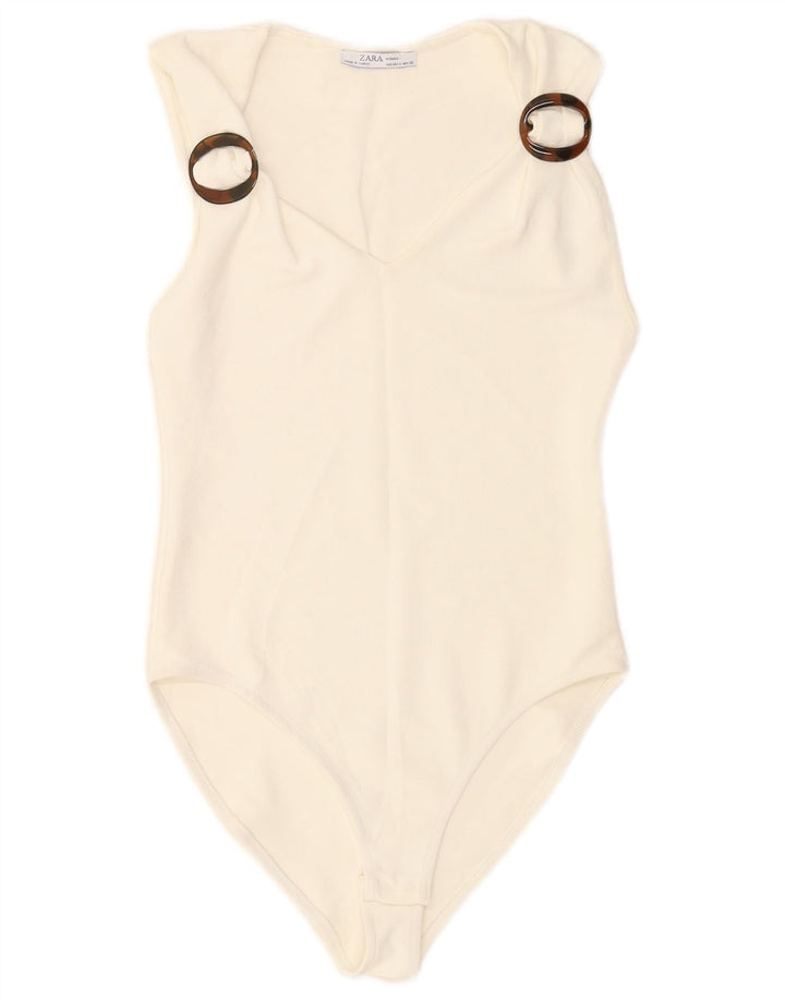 Damskie body bez rękawów Zara UK 8 Small White