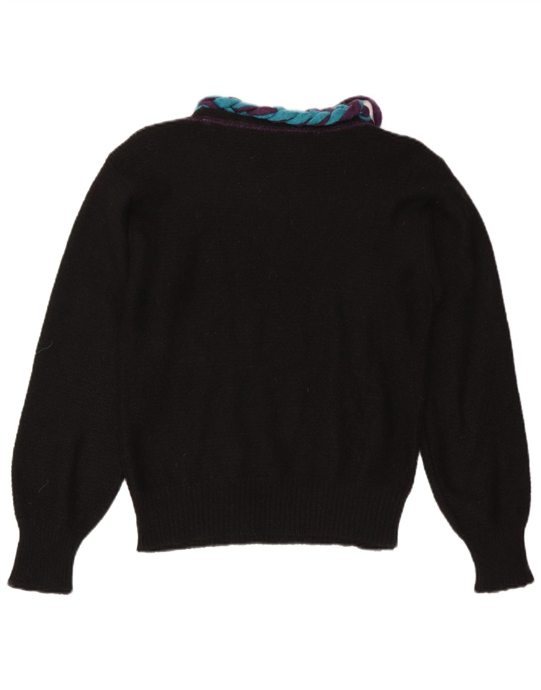 Sweter damski w stylu vintage z dekoltem w łódkę IT 46, duży czarny
