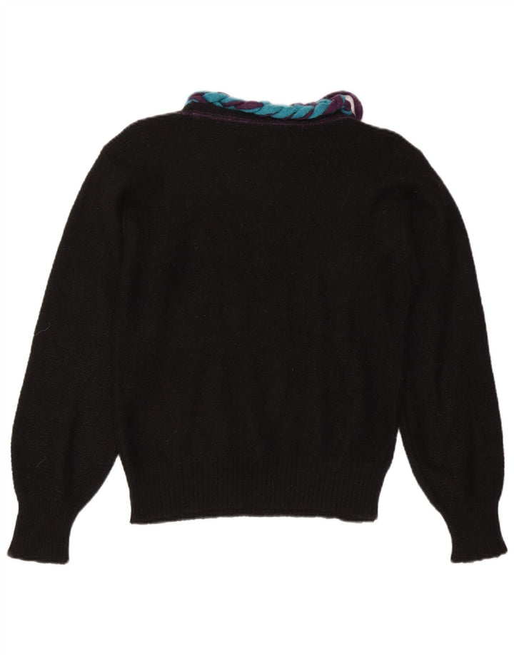 Sweter damski w stylu vintage z dekoltem w łódkę IT 46, duży czarny
