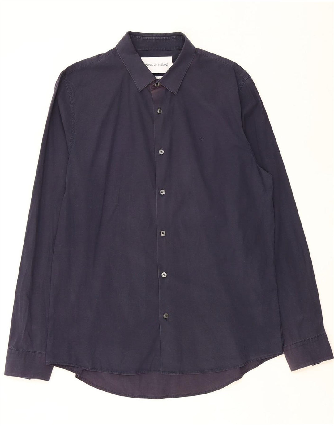 CALVIN KLEIN JEANS Mens Slim Fit Shirt Large Navy Blue Vintage Calvin Klein Jeans and Second-Hand Calvin Klein Jeans from Messina Hembry 