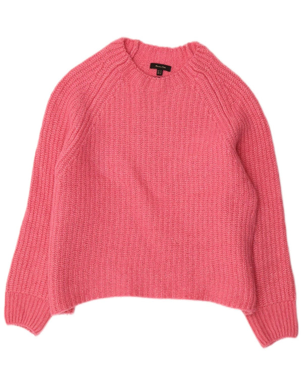 Damski sweter oversize Massimo Dutti z dekoltem w łódkę, UK 10, mały, różowy