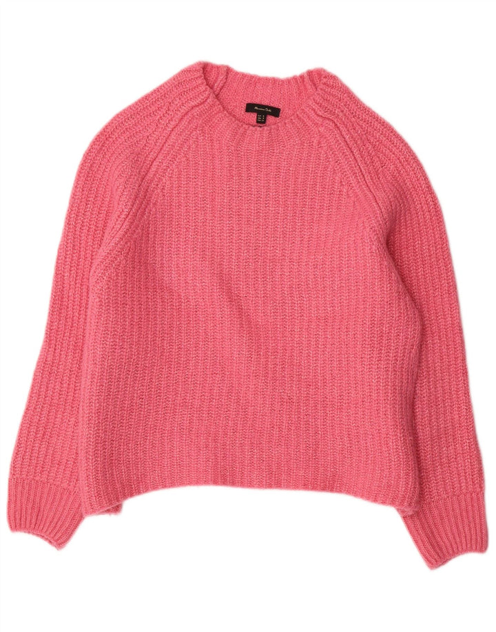 Damski sweter oversize Massimo Dutti z dekoltem w łódkę, UK 10, mały, różowy