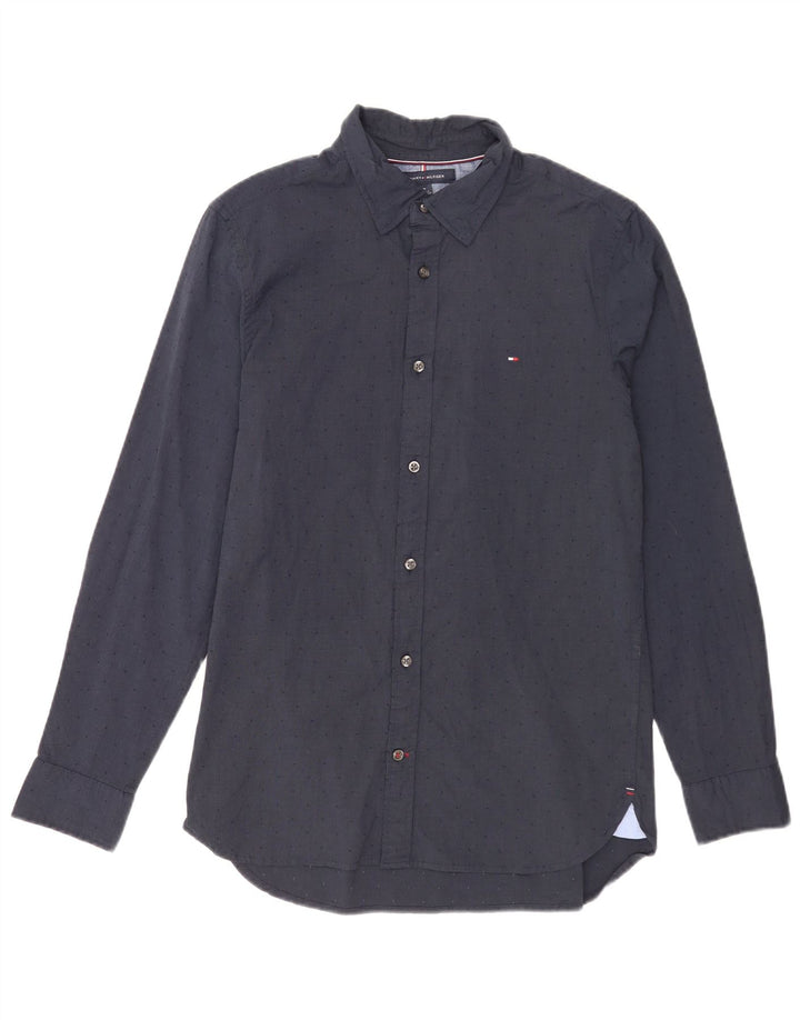 Męska koszula slim fit Tommy Hilfiger, średnia, granatowa, bawełniana w cętki