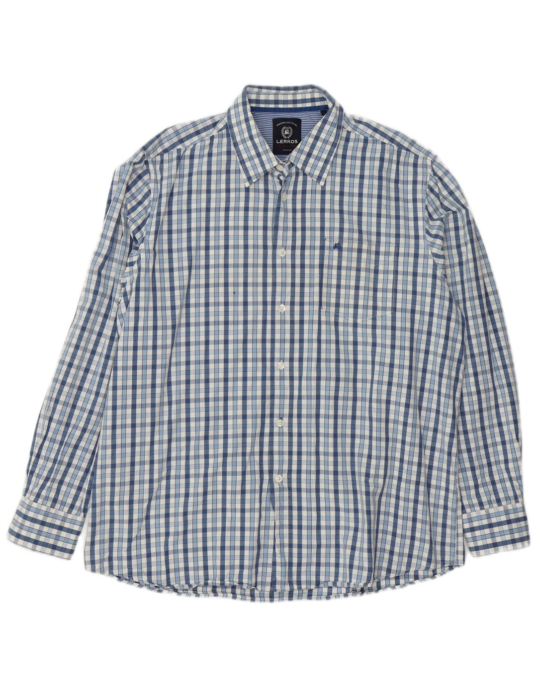 LERROS Mens Shirt XL Blue Check Cotton