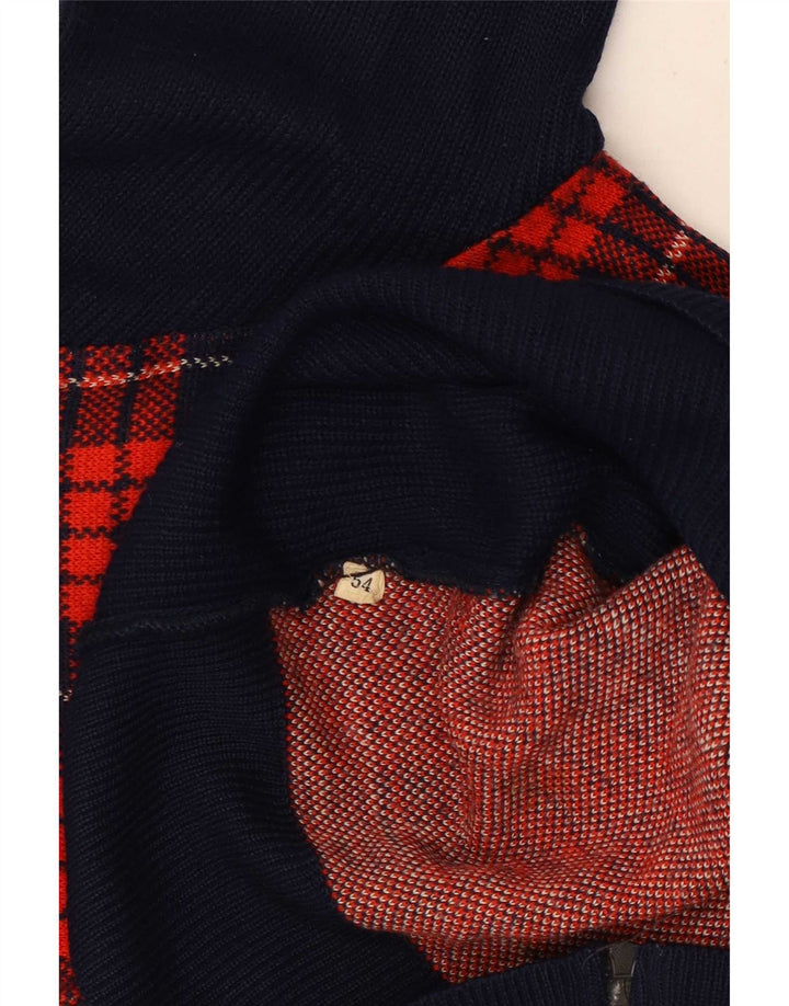 Vintage męski sweter kardigan IT 54 XL granatowa kratka