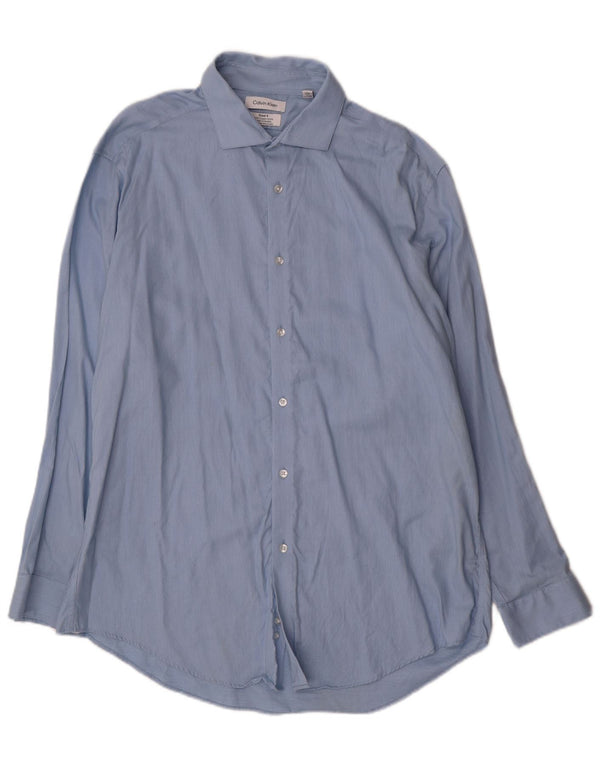 Koszula męska Calvin Klein Slim Fit, rozmiar 17 XL, niebieska, bawełniana w prążki