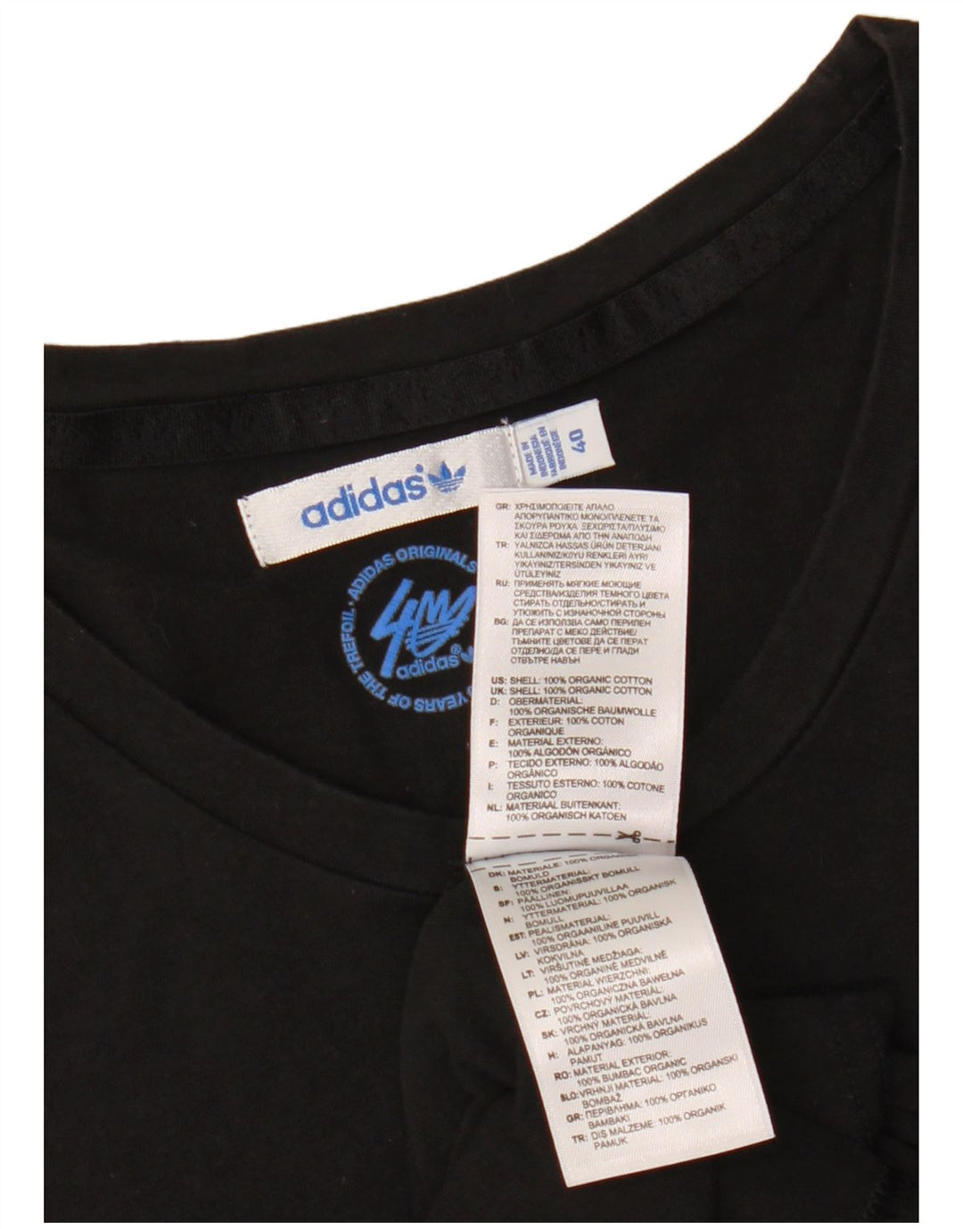 Damska koszulka z grafiką ADIDAS Top IT 40, mała, czarna, bawełniana