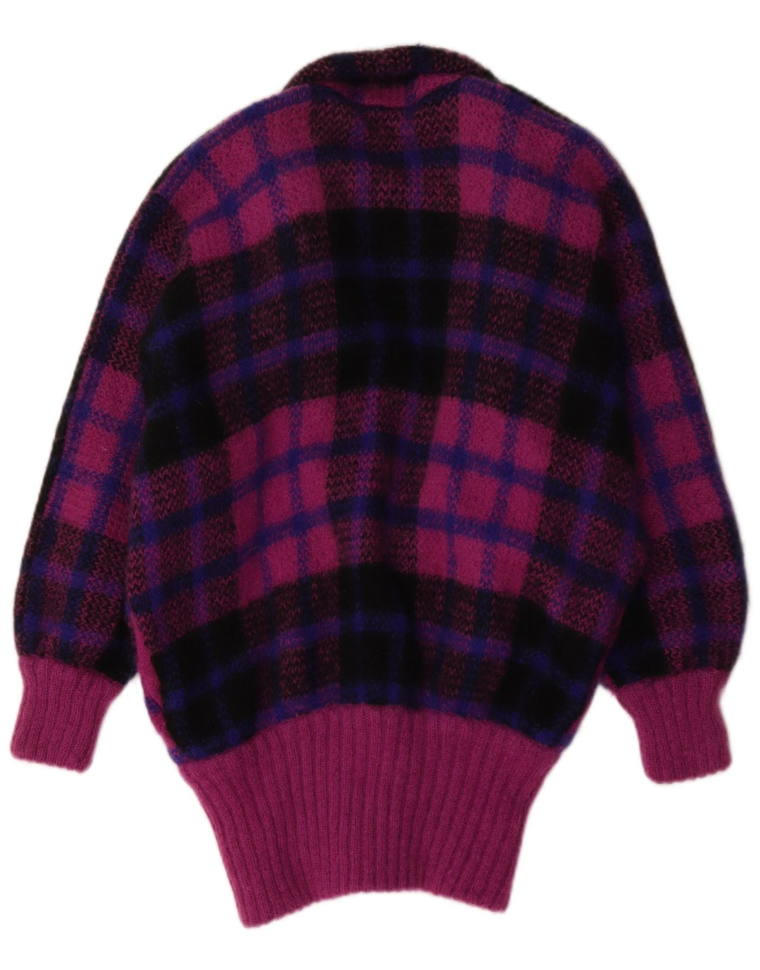 Damski sweter rozpinany I.B Diffusion Longline UK 10 w małą fioletową kratkę