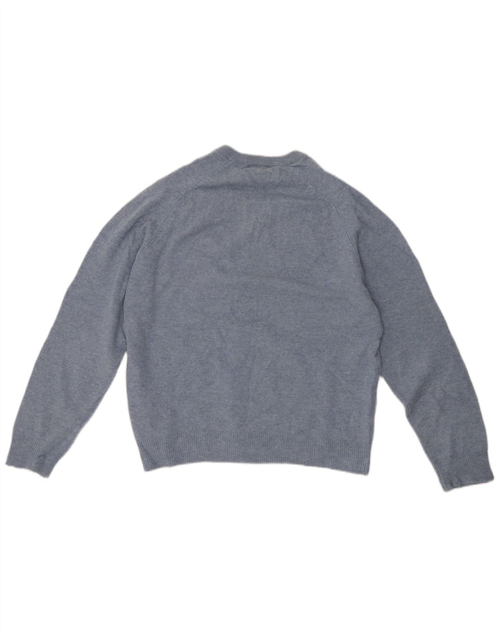 Męski sweter Marks & Spencer Blue Harbor z dekoltem w kształcie litery V, średnioniebieski