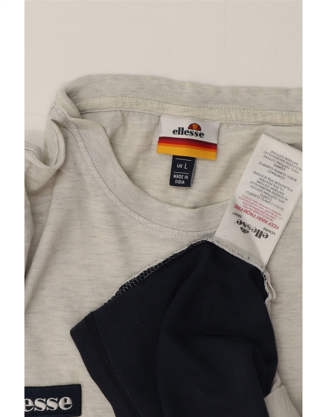 T-shirt męski Ellesse, duży, szary, bawełniany z blokami kolorów