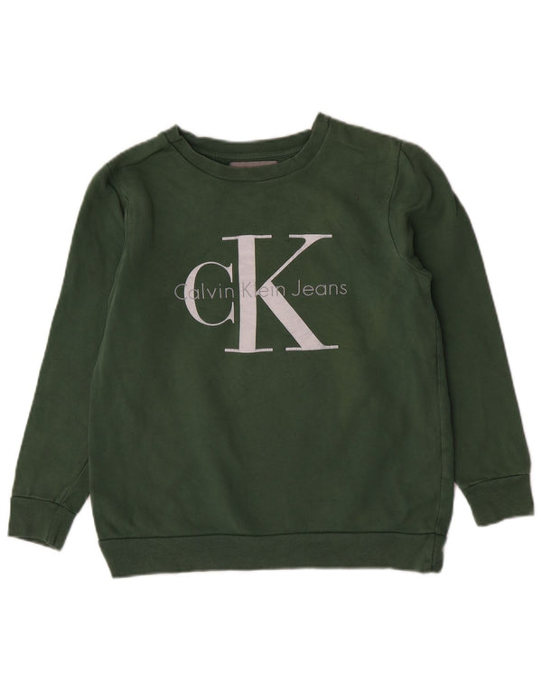 Damska bluza z grafiką Calvin Klein Jeans, UK 6 XS, zielona bawełna