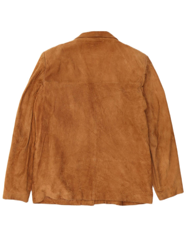 Vintage damska marynarka zapinana na 3 guziki IT 48 XL beżowa skóra