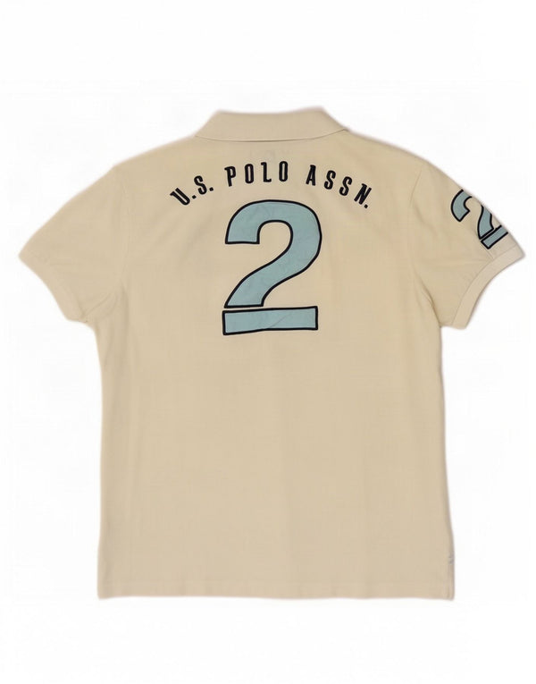 US Polo Assn. Męska graficzna koszulka polo, średnia, złamanej bieli, bawełniana