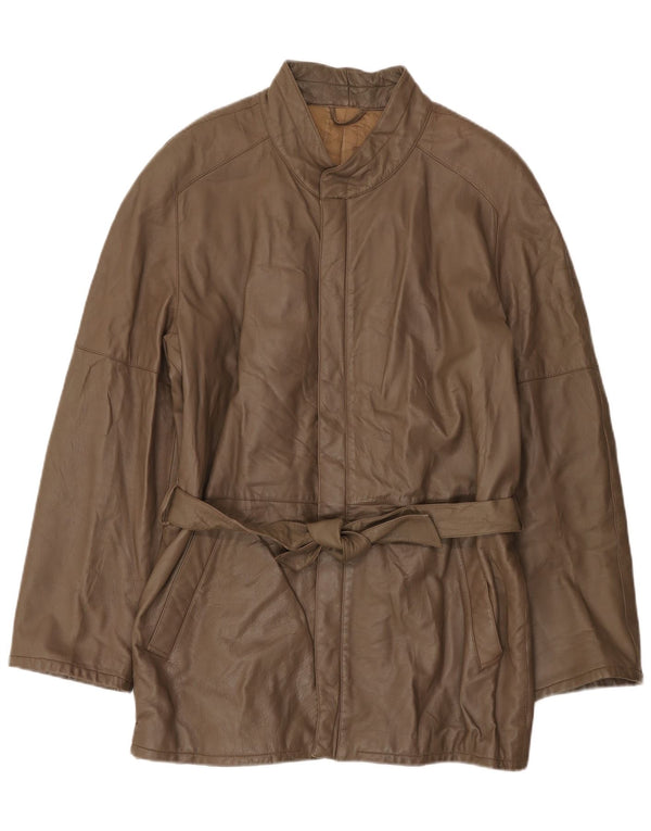 Vintage męska kurtka skórzana IT 56 3XL brązowa