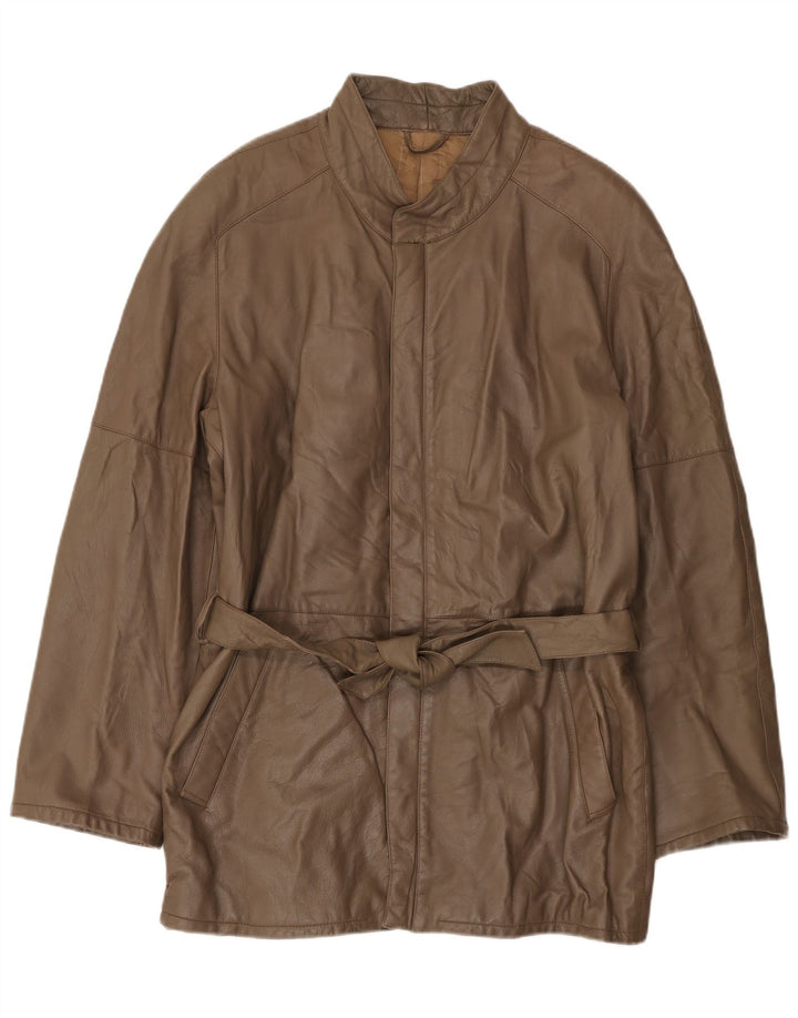Vintage męska kurtka skórzana IT 56 3XL brązowa