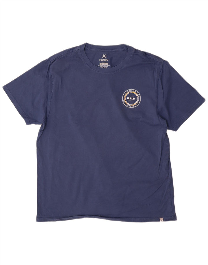 Męski T-shirt z grafiką Hurley, duży, niebieski, bawełniany