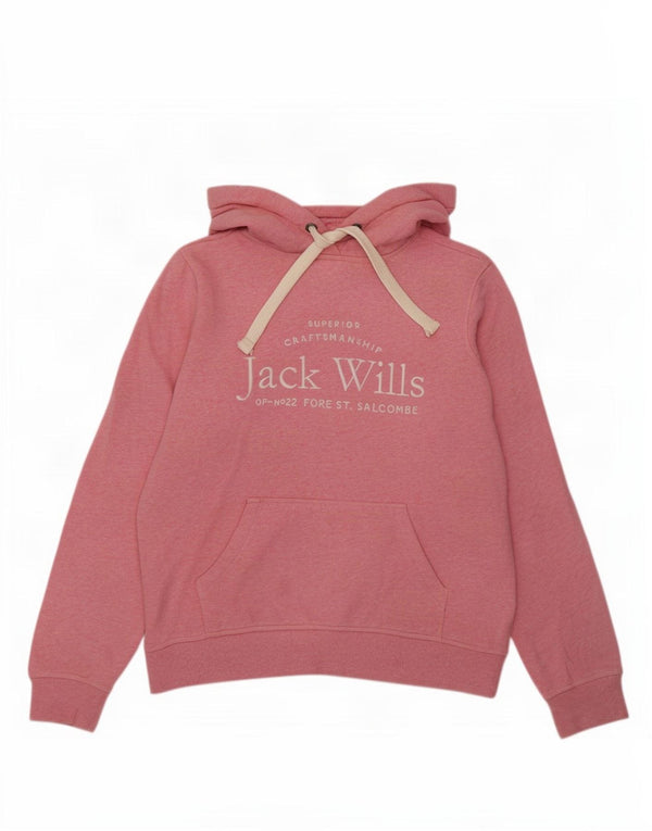 Damska bluza z kapturem Jack Wills Graphic o luźnym kroju, UK 12, średnia różowa bawełna