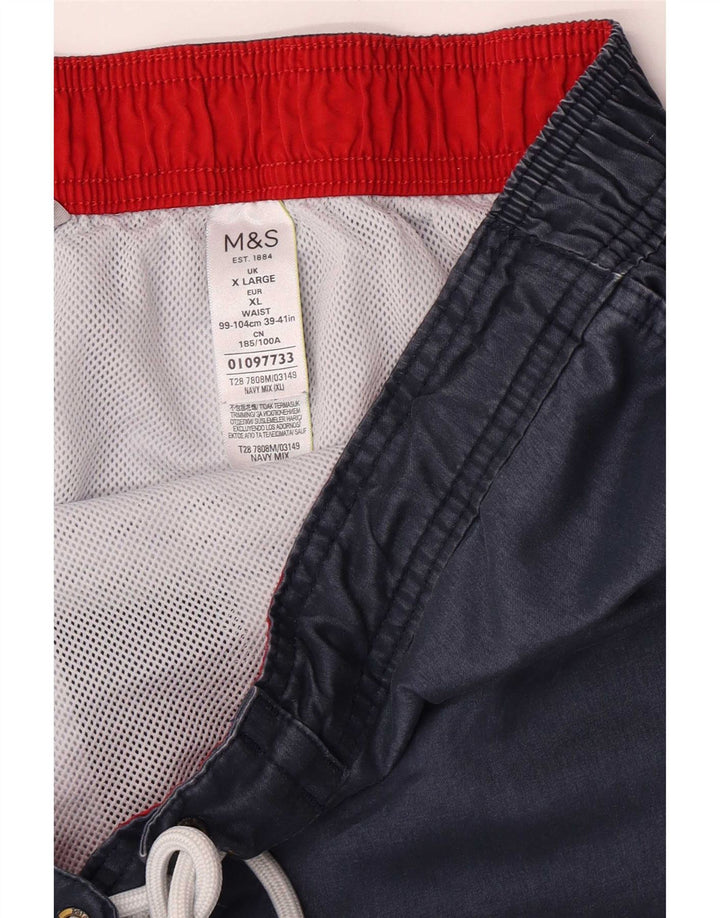 Męskie spodenki kąpielowe Marks & Spencer XL, granatowe, z poliestru w blokach kolorów