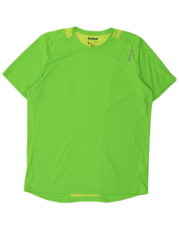 T-shirt męski Reebok, duży, zielony, z blokami kolorów, poliester