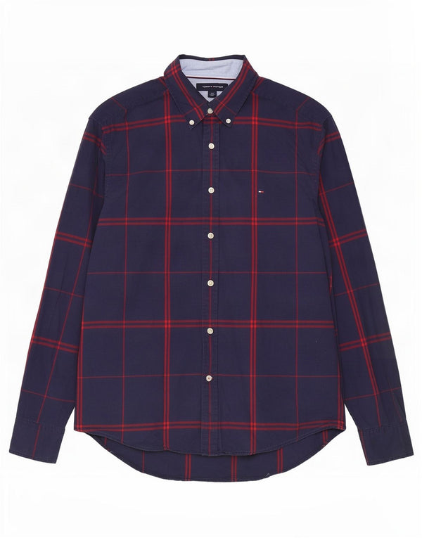 Koszula męska Tommy Hilfiger, duża, bawełniana w granatową kratę