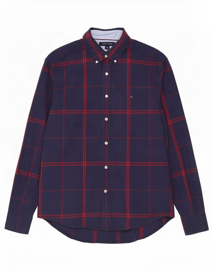 Koszula męska Tommy Hilfiger, duża, bawełniana w granatową kratę