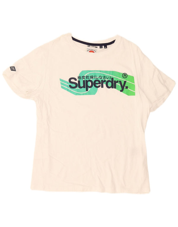 Damska koszulka z grafiką Superdry Top UK 20 2XL Biała bawełna
