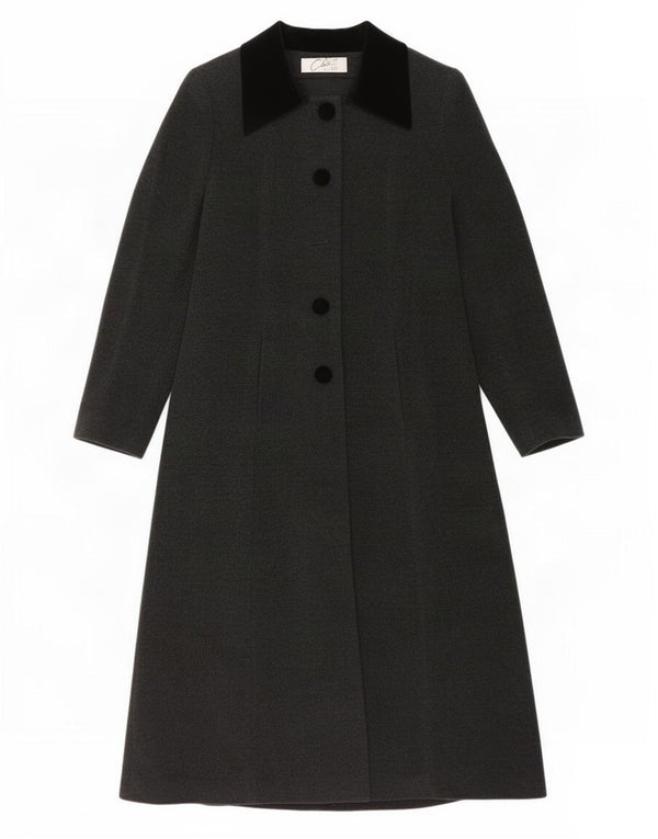 Płaszcz damski w stylu vintage UK 10, mały, szary, wełniany
