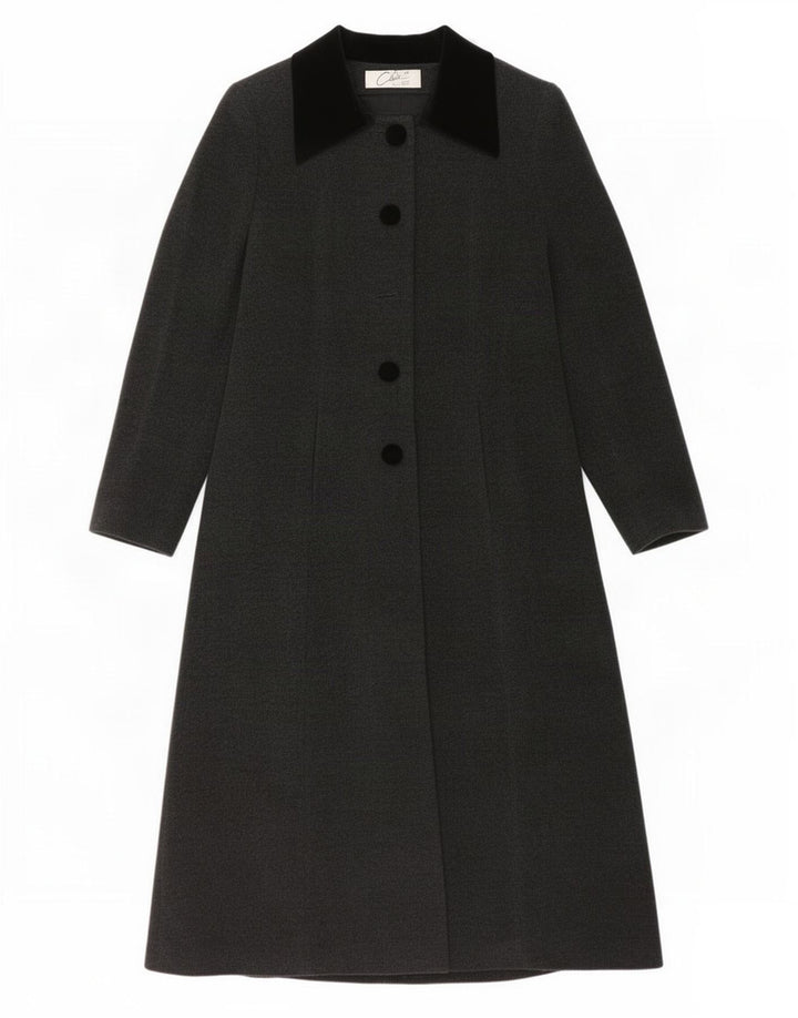 Płaszcz damski w stylu vintage UK 10, mały, szary, wełniany