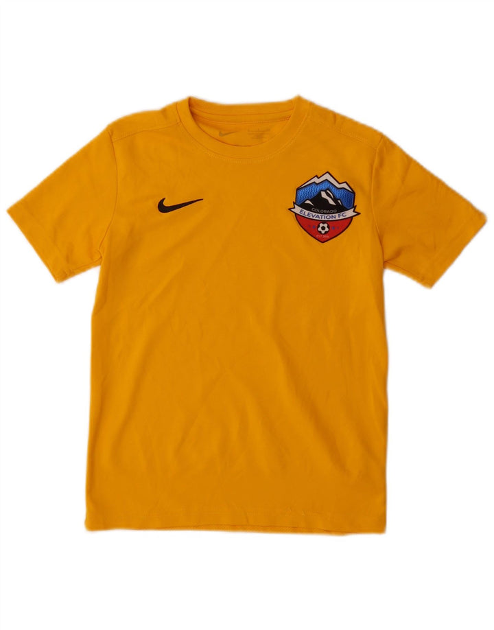 Chłopięcy T-shirt z grafiką Nike Dri Fit, mały, żółty, 8-9 lat, żółty poliester