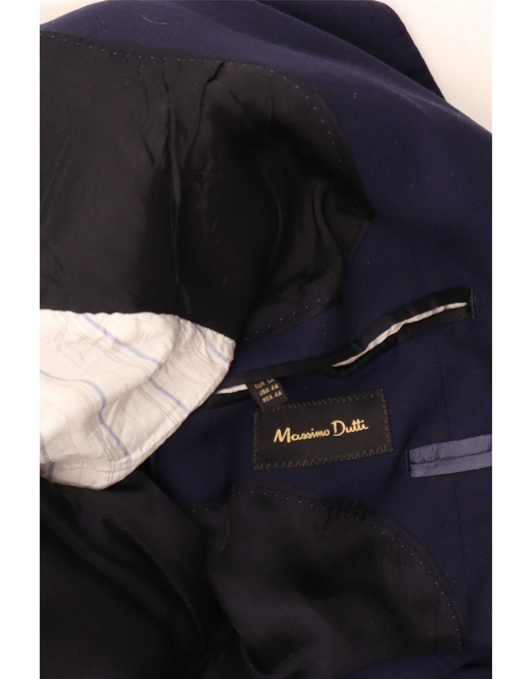 Męska marynarka zapinana na 2 guziki Massimo Dutti EU 54 XL Granatowa wełna