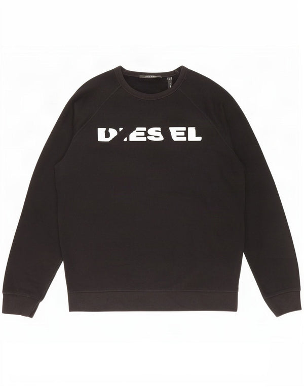 Męska bluza z grafiką Diesel, duża, czarna, bawełniana