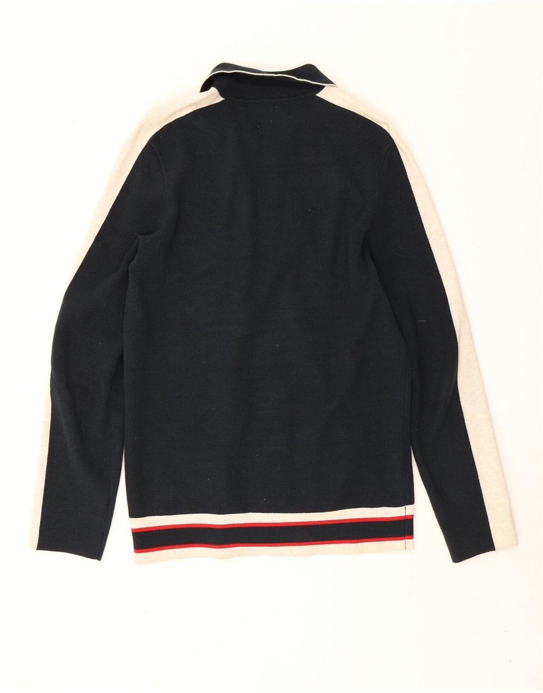 Męski sweter rozpinany Lyle & Scott, mały, granatowy, bawełniany w bloki kolorów