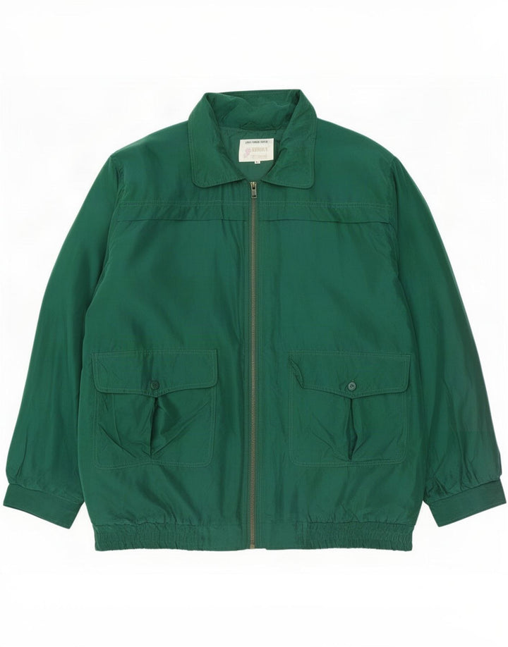 Vintage męska kurtka bomber UK 40 duża zielona jedwabna