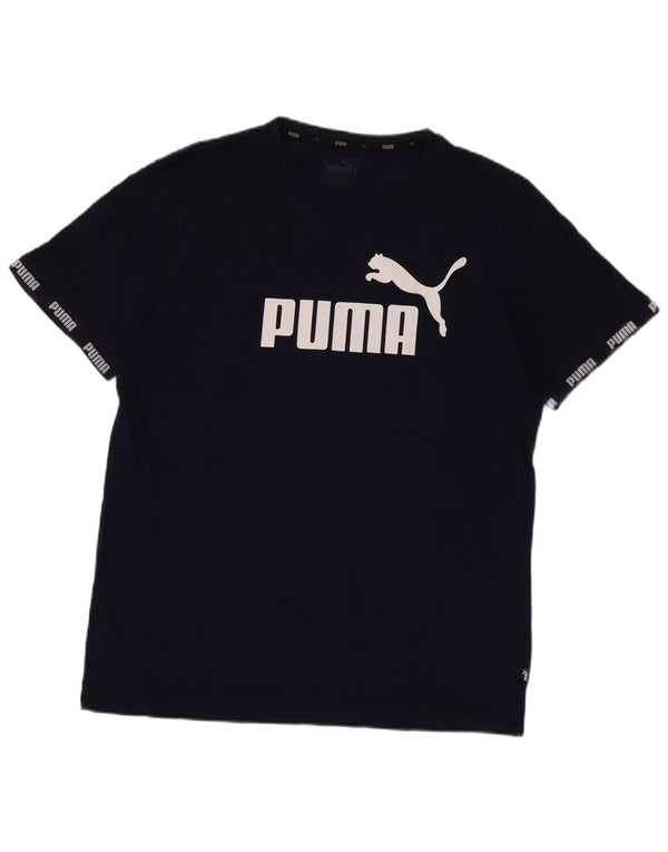 Męski T-shirt Puma z grafiką, duży, granatowy, bawełniany