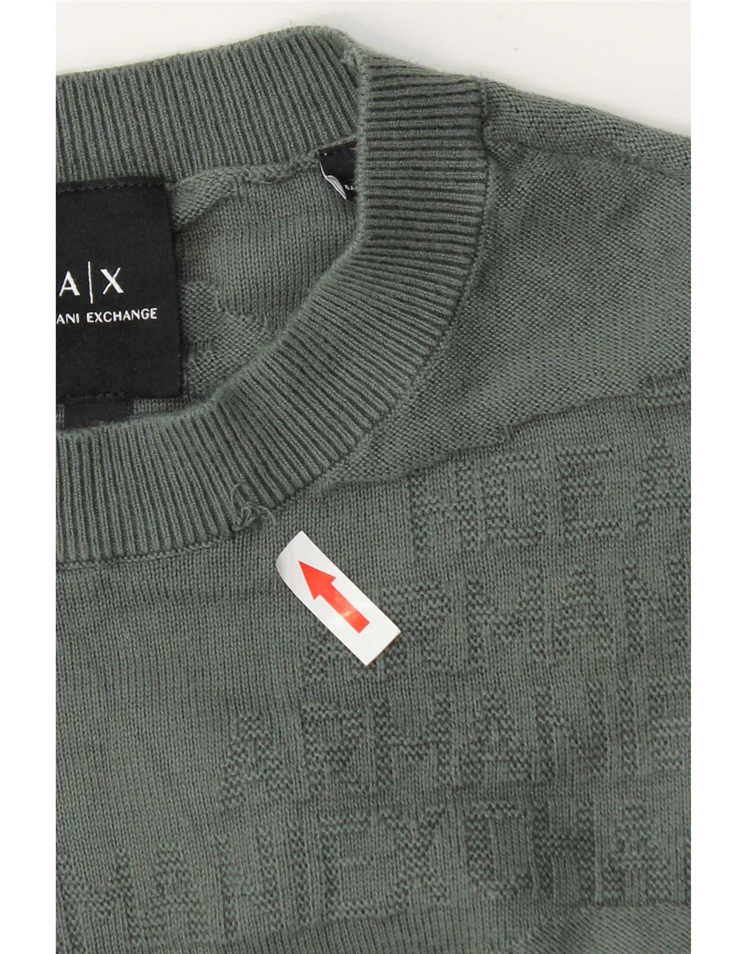 Męski sweter z okrągłym dekoltem Armani Exchange, mały, zielony, bawełniany